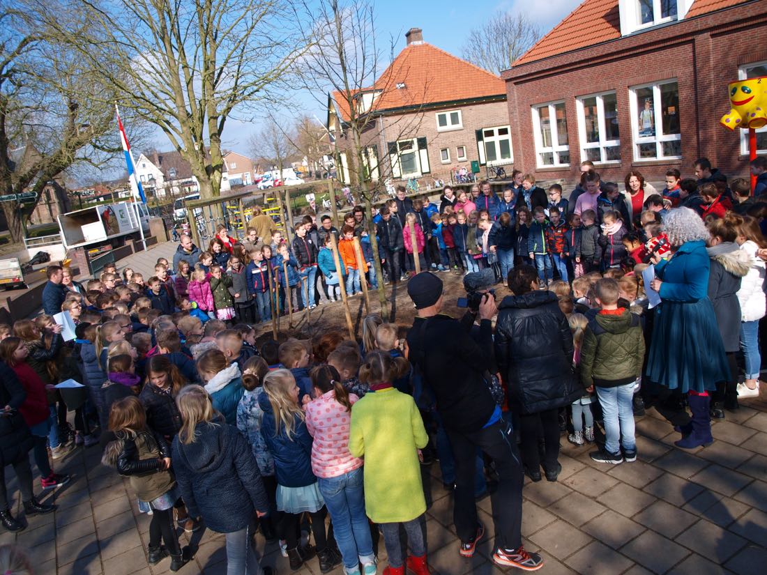 foto van 't scathe waar een zilverlinde wordt geplant