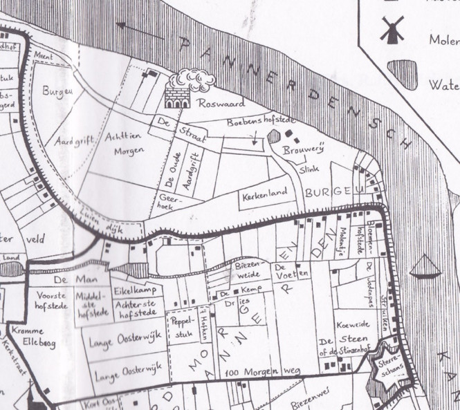 plattegrond oude kaart Doornenburg